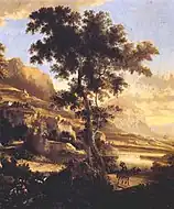 馬に乗る人のいる風景画1670s