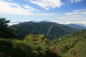 南側の展望安平路山から恵那山へと延びる木曽山脈の主稜線