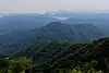横山岳から望む墓谷山、遠景は余呉湖と琵琶湖（2016年6月6日）