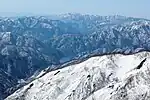 北方の能郷白山から望む貝月山周辺の山並み（2013年3月12日）