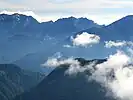 西側の立山連峰の真砂岳から望む唐松岳の周辺