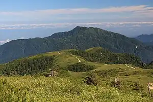 太郎山から望む鍬崎山(2015年8月)
