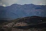 明神山のパノラマ台から望む御坂山地(左から鬼ヶ岳、十二ヶ岳、節刀ヶ岳、毛無山)(2014年12月6日)