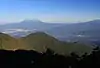 木曽駒ヶ岳の福島Bコース登山道7合目の展望台から望む御嶽山と赤林山(2014年9月22日撮影)