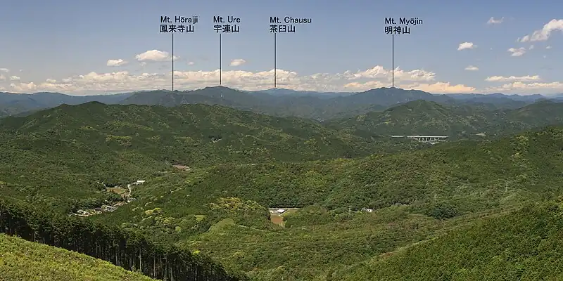 北側の鳳来寺山などの山並み