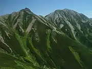 祖父岳から望むワリモ岳と鷲羽岳