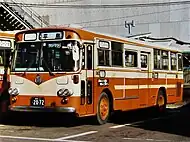 ふそうMR410(1971年式) 2401986年12月10日廃車4R94と共に一大勢力誇った本型式は、富士重R13初期型、同サッシ窓、同13E型、神奈中から譲受した呉羽車体車と、多彩な形態であった。この年式はPR95と共に補助席付貸切兼用車が数台在籍したが、外観上は全く同一である。