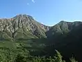 中山展望台より赤岳（左）と中岳（右）