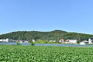 南麓から望む羽田山（桜川市）