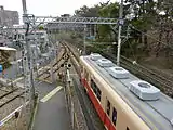 本線との接続箇所になる武庫川信号所。（2013年）