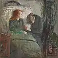 『病める子』1885-86年。油彩、キャンバス、120 × 118.5 cm。オスロ国立美術館。