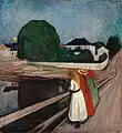 『橋の上の少女たち』1901年。油彩、キャンバス、136 × 125 cm。オスロ国立美術館。