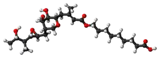Ball-and-stick model of the mupirocin molecule