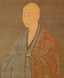 夢窓疎石像 無等周位筆 自賛（14世紀、妙智院蔵、重要文化財）