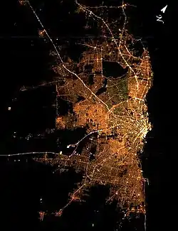 夜のブエノスアイレス（衛星写真）