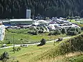 セドルンのゴッタルドベーストンネル建設基地、線路は基地の谷側にある