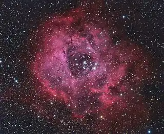 散開星団NGC2244とばら星雲。