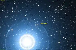 DSSからのNGC1988、左下の明るい星が誤認の原因となったおうし座ζ星