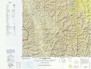 タシュクルガン鎮付近の中国＝ソ連国境を含む地図（1985年、アメリカ防衛地図局）