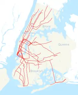 39番街駅の位置(ニューヨーク市地下鉄内)