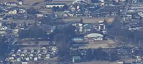 伊那山地の戸倉山から望む長野県駒ヶ根工業高等学校(2019年1月19日撮影)