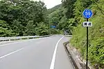 終点、下伊那郡大鹿村（国道152号交点）、松川インターチェンジまで16 km地点