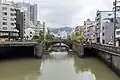 バイパス水路の水は袋橋の下流で合流する