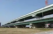 庄内川を渡河。中村区と中川区を跨ぐ（万場大橋）