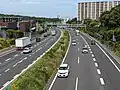 東京から約320 km、左手に猪高緑地を見て名古屋ICに到達