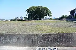 仲村城址、城の西端から東の土塁跡を望む