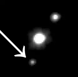 ハウメアと衛星。左下がナマカ。