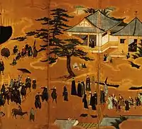 「南蛮屏風」（一部）。南蛮寺のようす