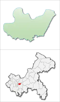 重慶市中の南岸区の位置