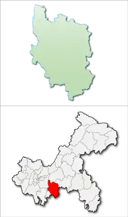 重慶市中の南川区の位置