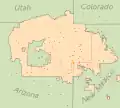 Map showing populated places on the Navajo Nation