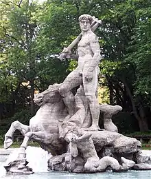 旧植物園の敷地（現在は公園として整備）に設置されているネプチューン像噴水〔Neptunbrunnen；ドイツ＝ミュンヘン〕