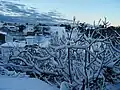 雪をかぶったカルデーニャ山地のベンタ・デル・チャルコ