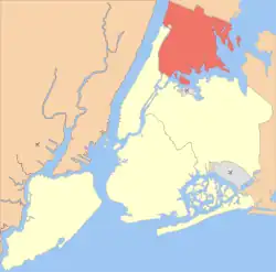 ブロンクス区(ニューヨーク市の区として)の位置図