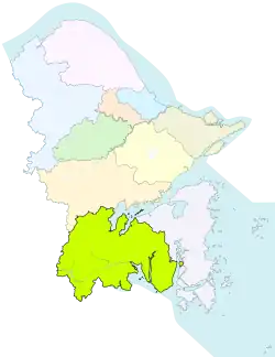 寧波市中の寧海県の位置