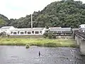 旭川対岸の旧勝山酒造付近から見た西蔵と旧岡野屋旅館