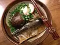 京都市のしいたけ、蒲鉾入りのにしんそば