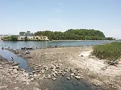 南から見た野島と野島水路