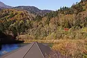 峠の資料館屋上から岐阜県側を望む