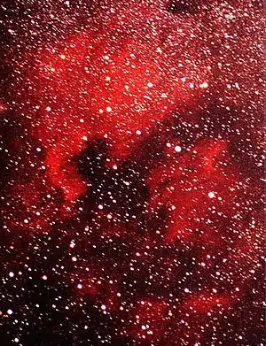 ペリカン星雲を含む北アメリカ星雲[SII] = 赤, [H-alpha] = 緑, [OIII] = 青