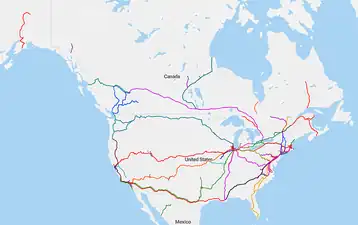 北米における長距離旅客線