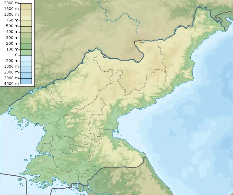 妙香山の位置（北朝鮮内）