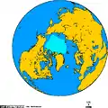 1978-2002年の9月における北極の流氷の範囲