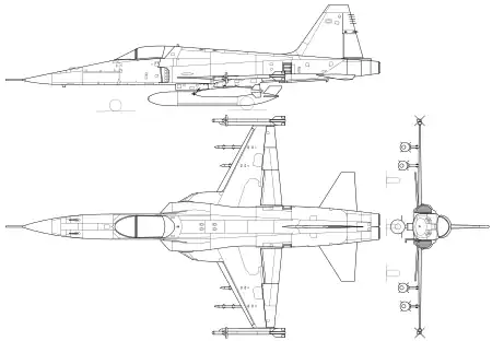 F-5E タイガーII 三面図