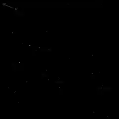 カシオペヤ座V1405星の周囲を撮影した画像。「Nova」と記されている画面下の赤い光がカシオペヤ座V1405星。（画像の範囲は3×3度、2021年5月9日撮影）