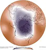 同心円状の対流圏の極渦
